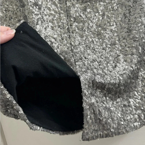 Maurices black with silver sequin elastic band skirt with slit in back - Picture 8 of 9